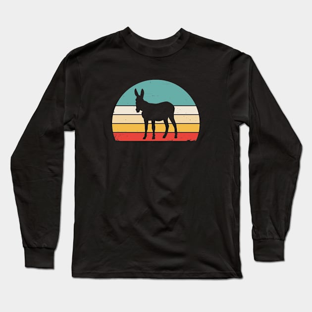 Donkey Lover Owner Retro Sun Long Sleeve T-Shirt by BlueTodyArt